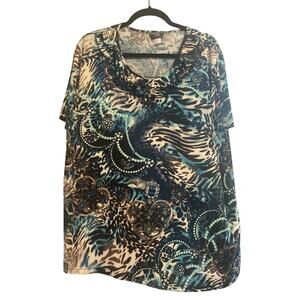 Southern lady size 2X pretty green and blue women’s top